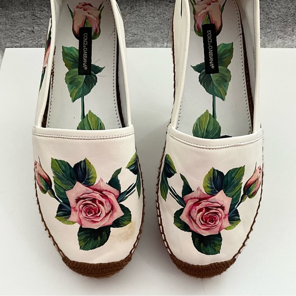 AUTH! NEW! Dolce & Gabbana Flat Rose Flower Printed Espadrilles Shoe 38 8 D&G - Picture 3 of 8